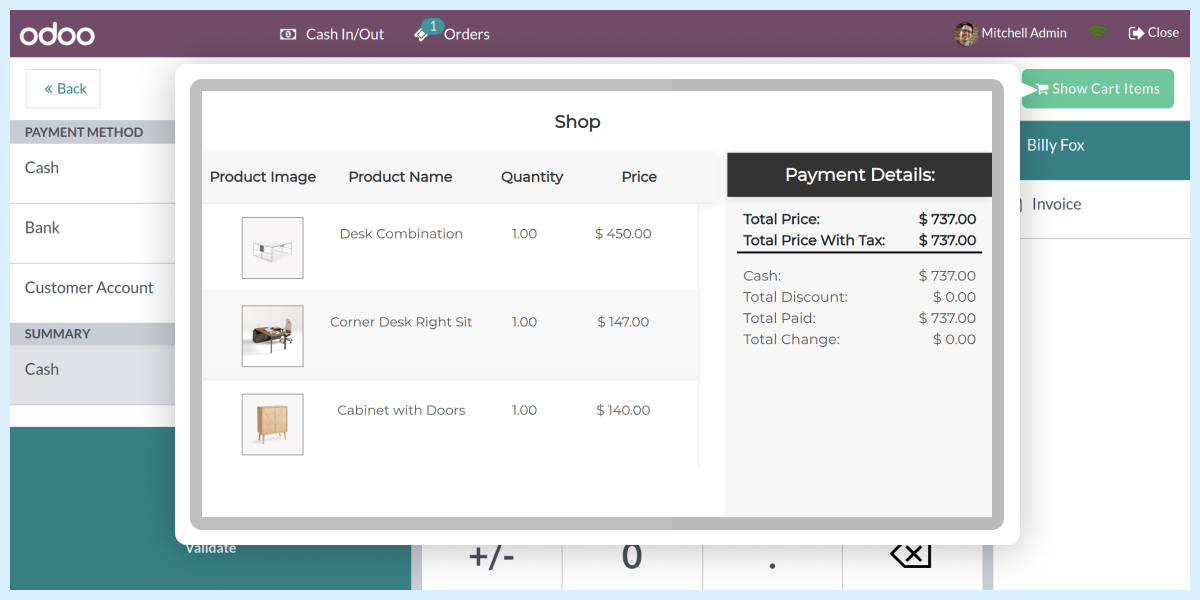 Aharya's backend dashboard for order management